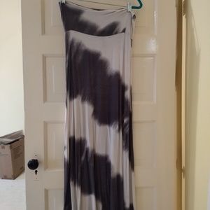 Maxi Skirt Grey and White Foldover Waist Sz L